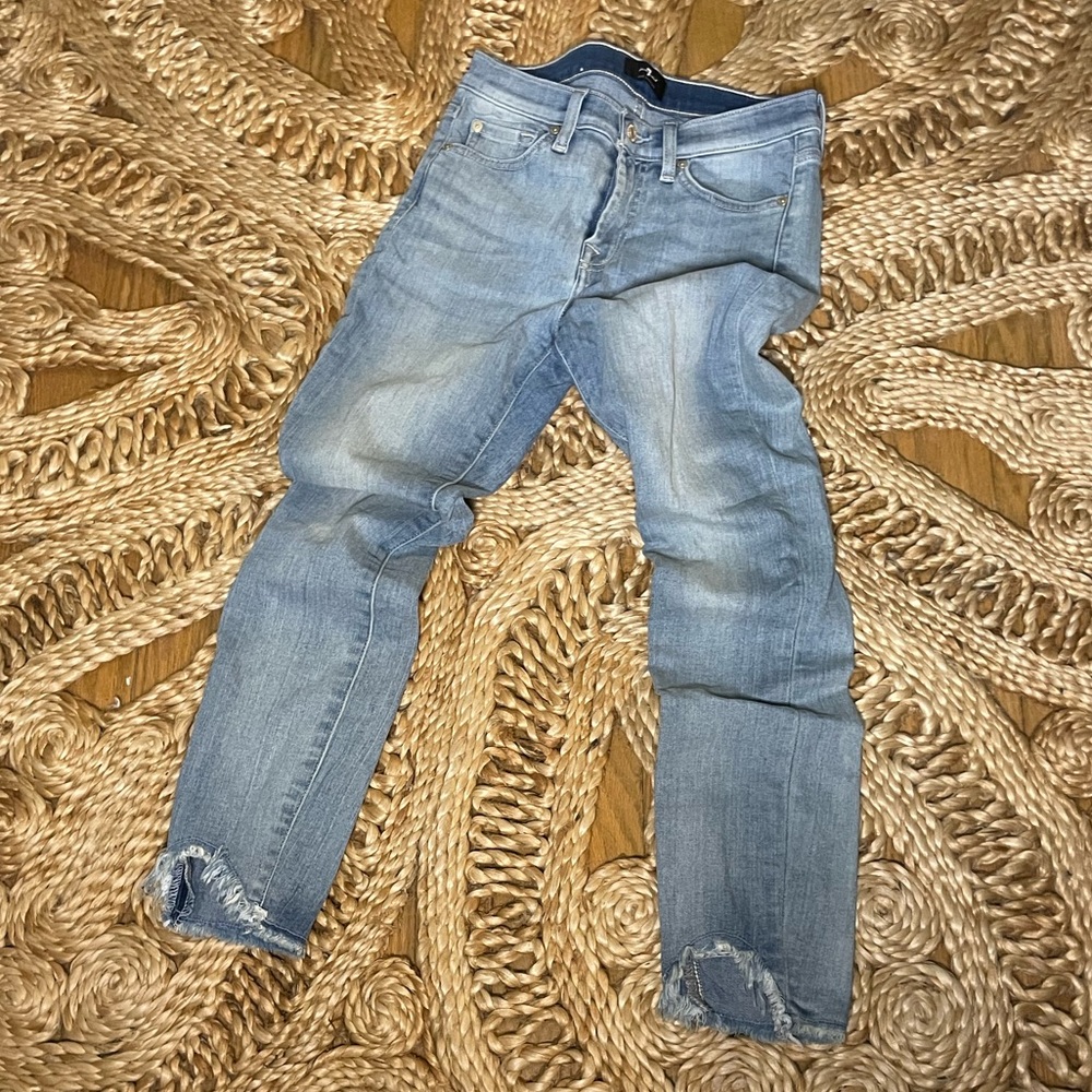 7 For All Man Kind raw edge hem cropped skinny jeans